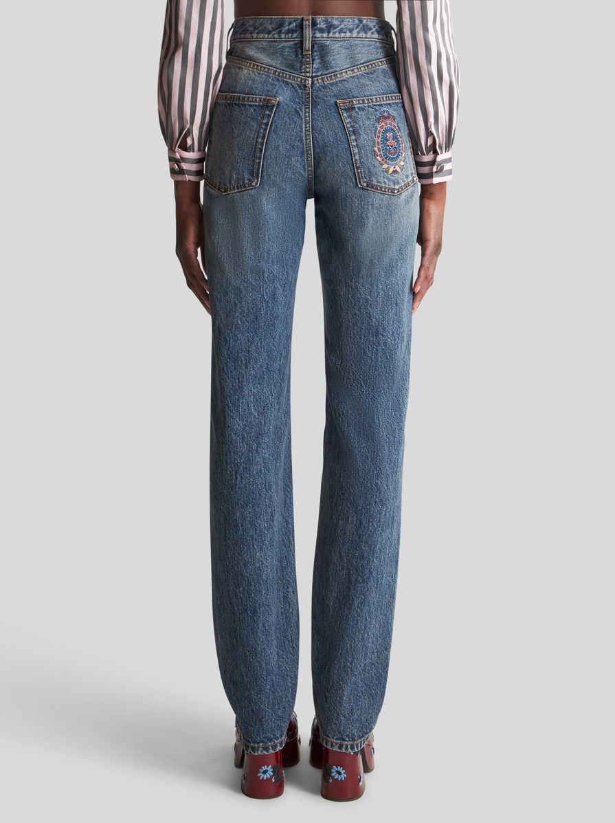 JEANS WITH PLACED EMBROIDERY - 5