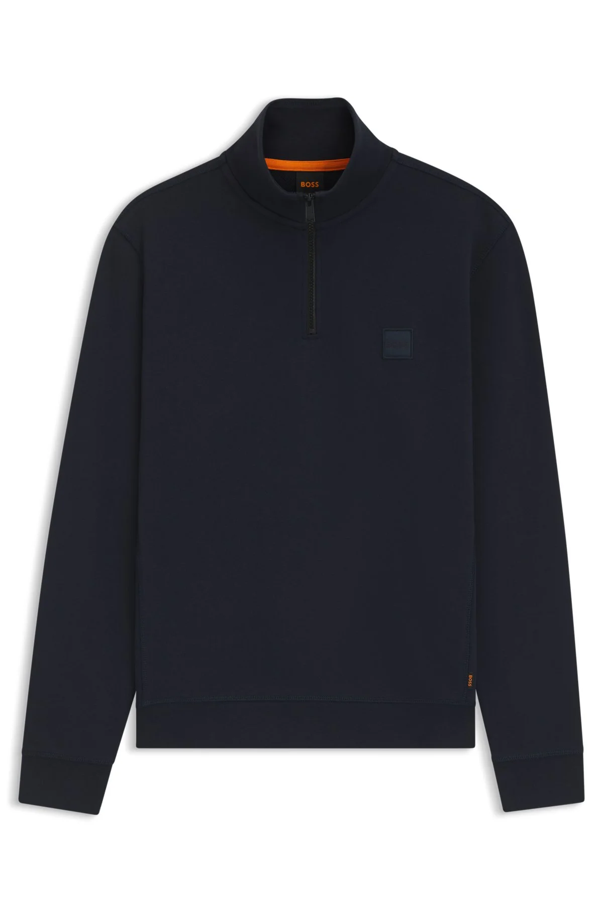 ZIP-NECK SWEATSHIRT IN COTTON TERRY WITH LOGO PATCH - 1