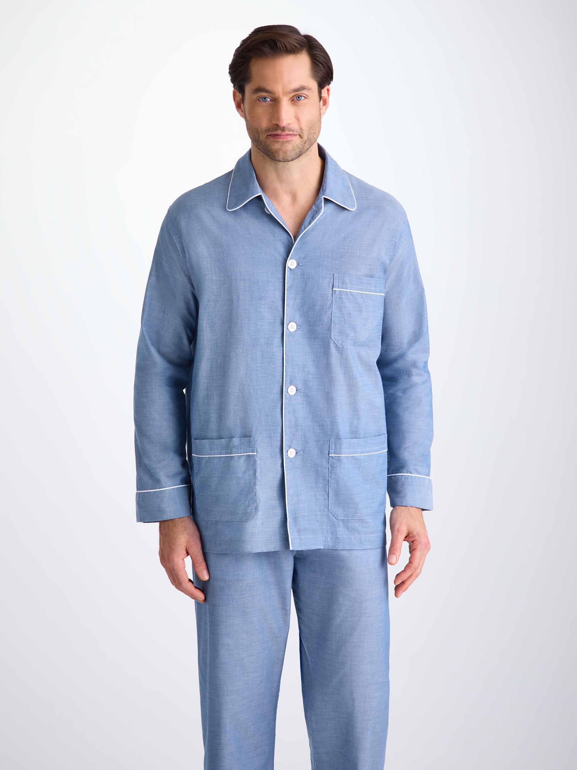 Men's Classic Fit Pajamas Amalfi Cotton Batiste Denim - 1