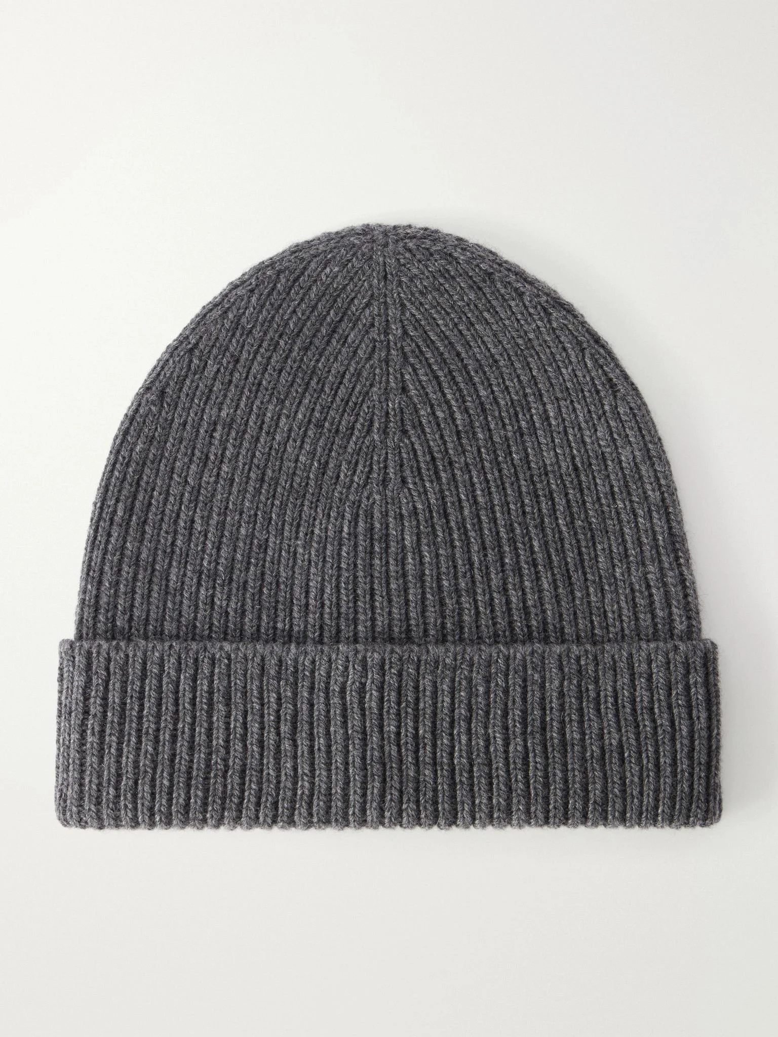 Ribbed Cashmere Beanie Gray - 1