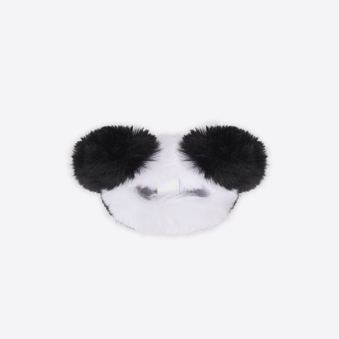 Women's Fluffy Panda Earpods Holder With Strap in Black - 3
