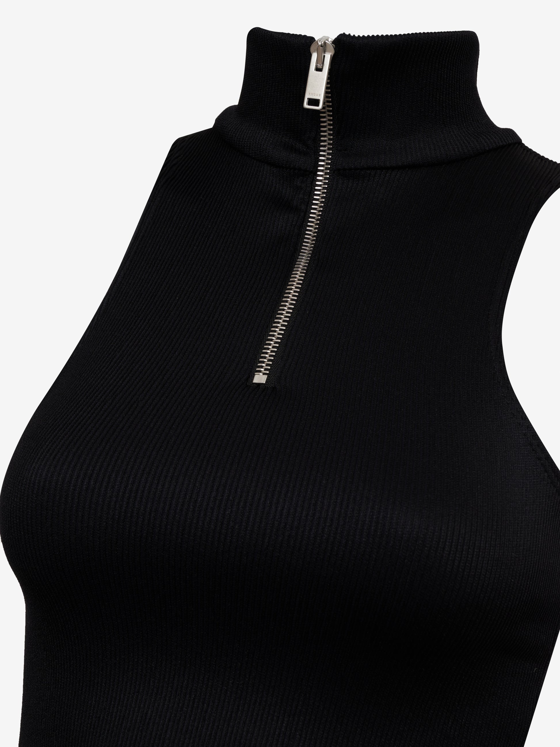 RIBBED KNIT TURTLE NECK ZIP TOP - 2