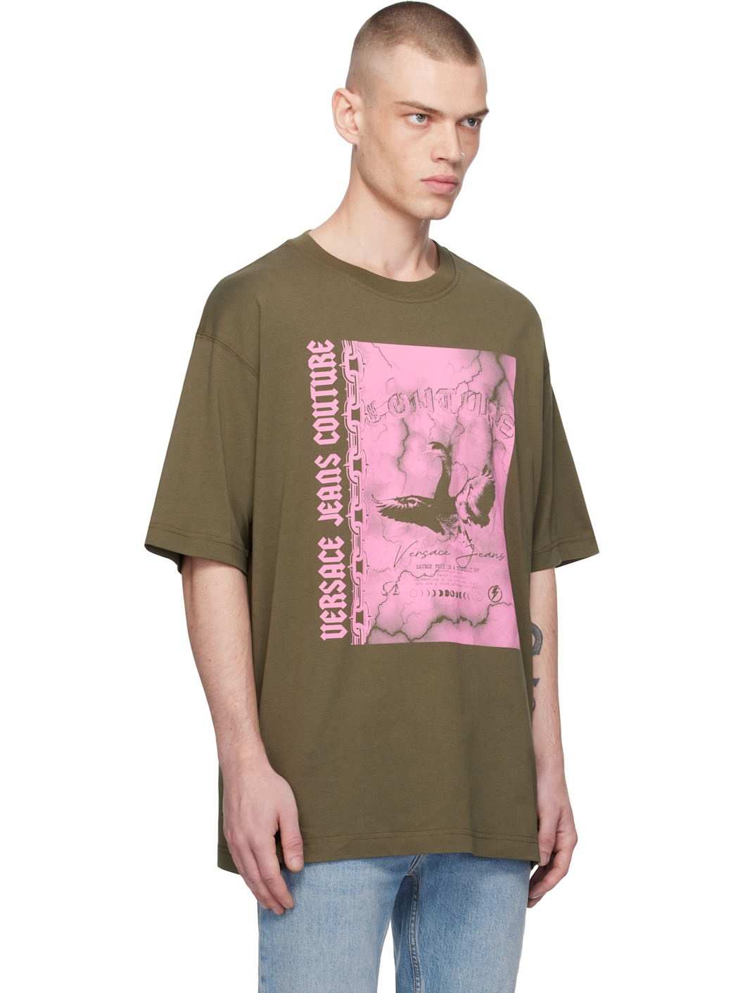 Khaki Screen-Printed T-shirt - 2