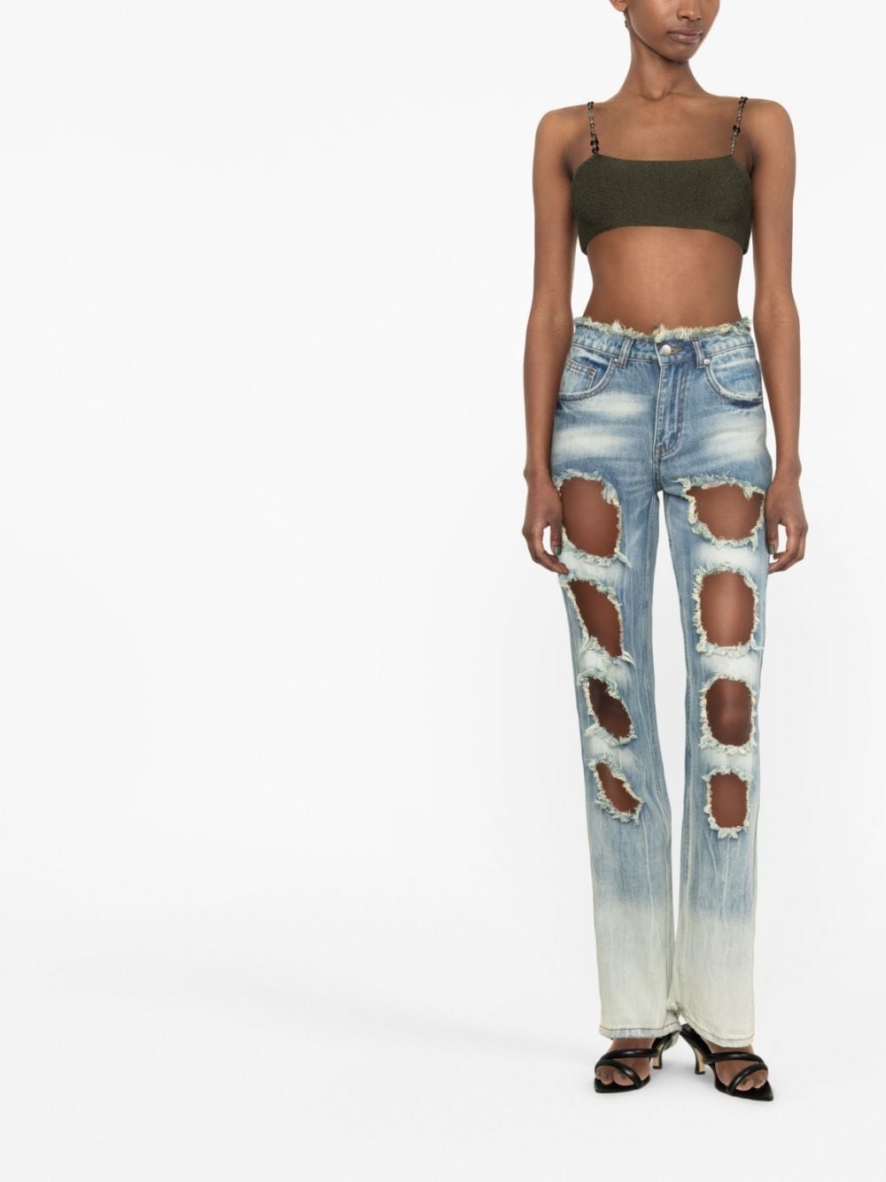 distressed-effect straight-leg jeans - 2
