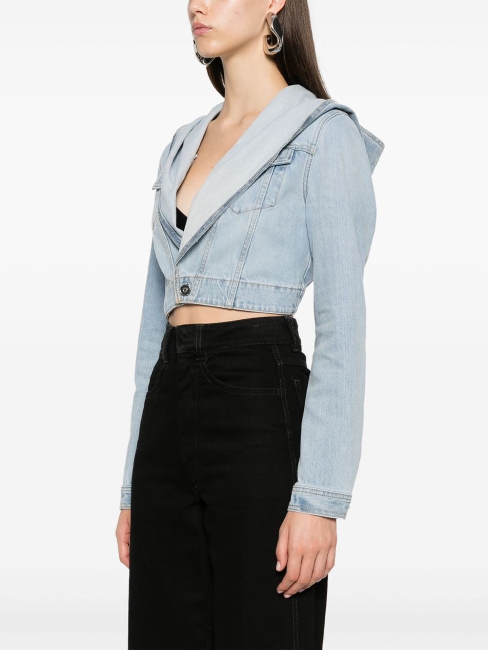 hooded denim jacket - 3