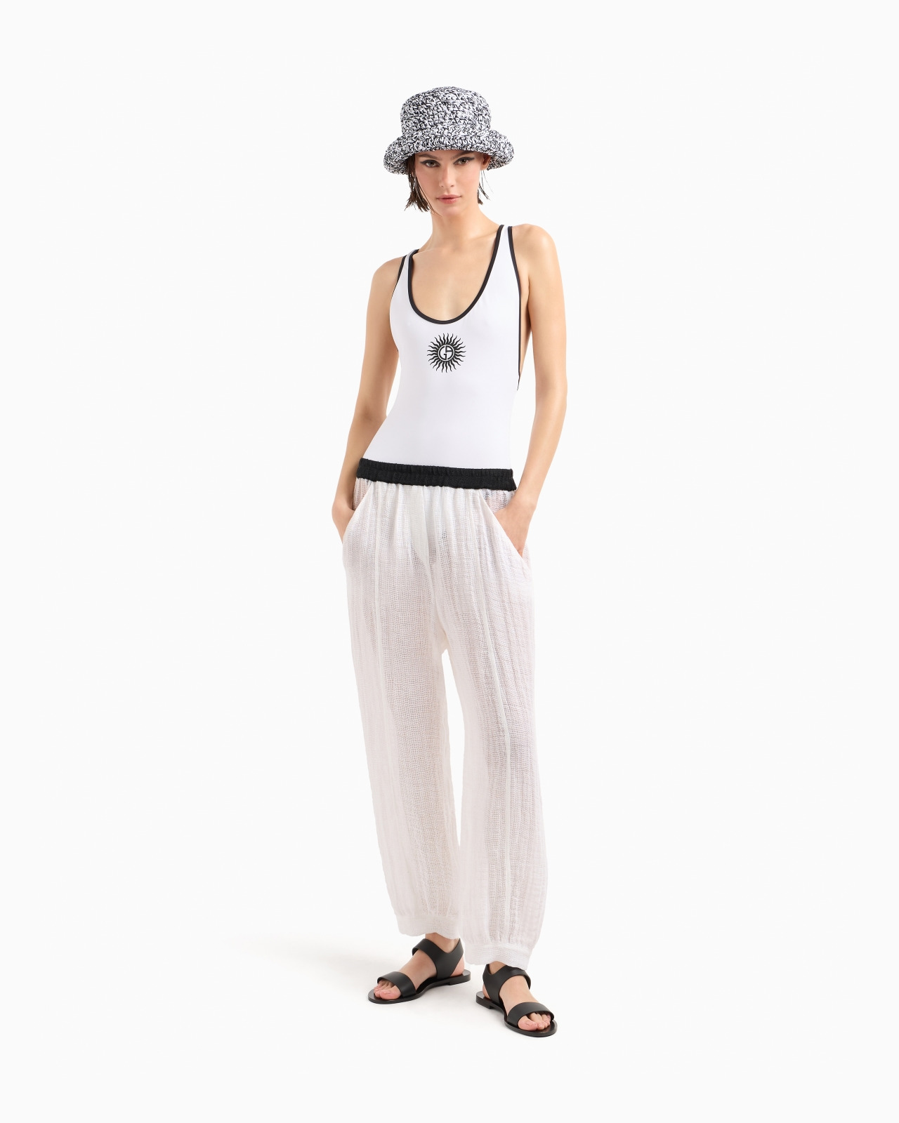 LINEN BLEND MESH TROUSERS - 2