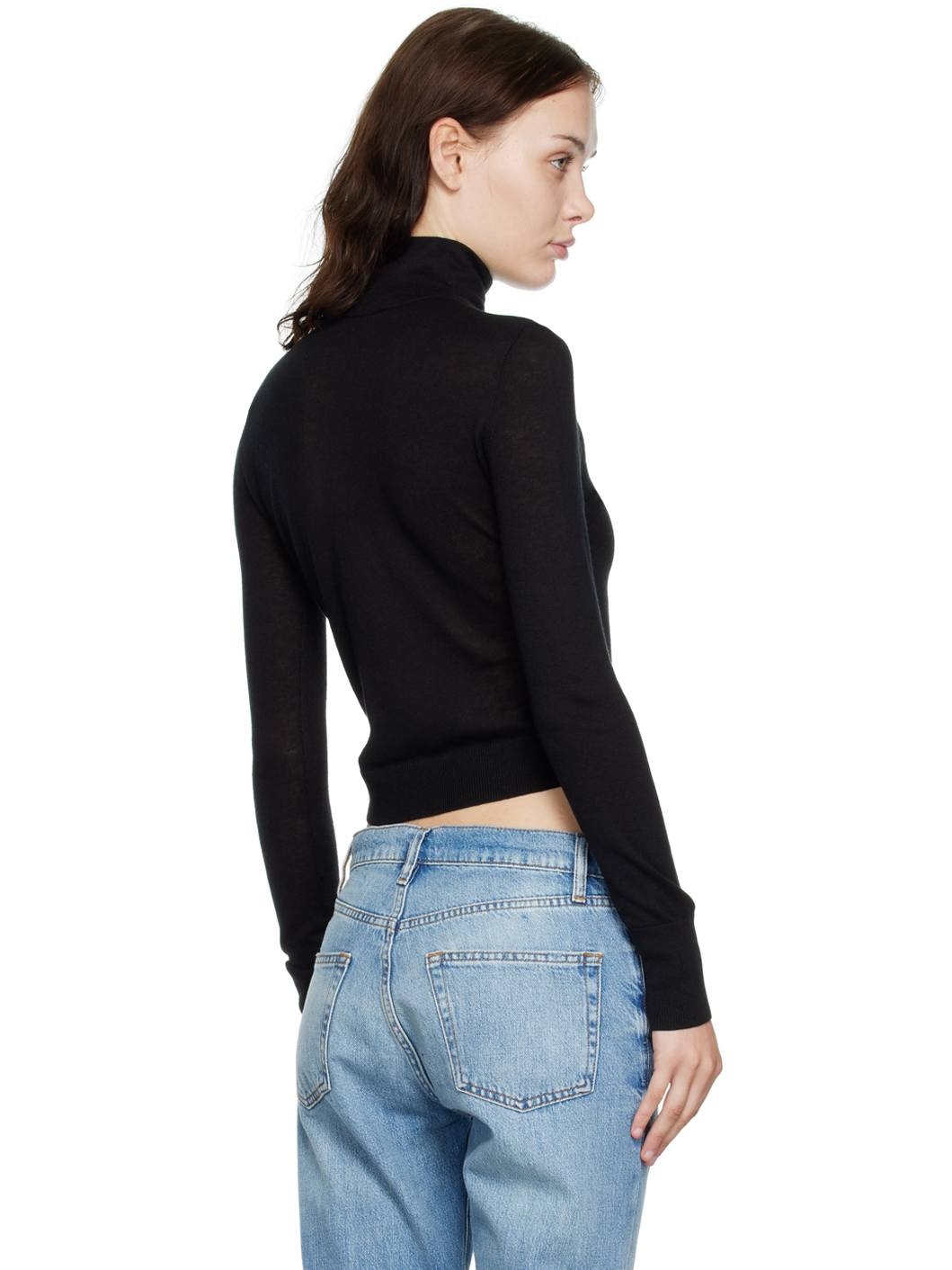 Black Refined Turtleneck - 3