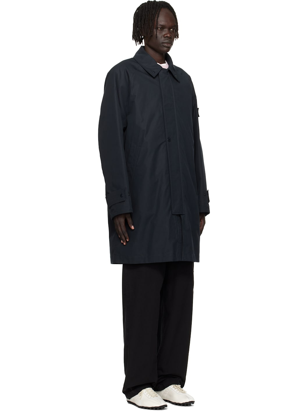 Navy 7100018 Weatherproof Cotton Canvas Long Coat - 2