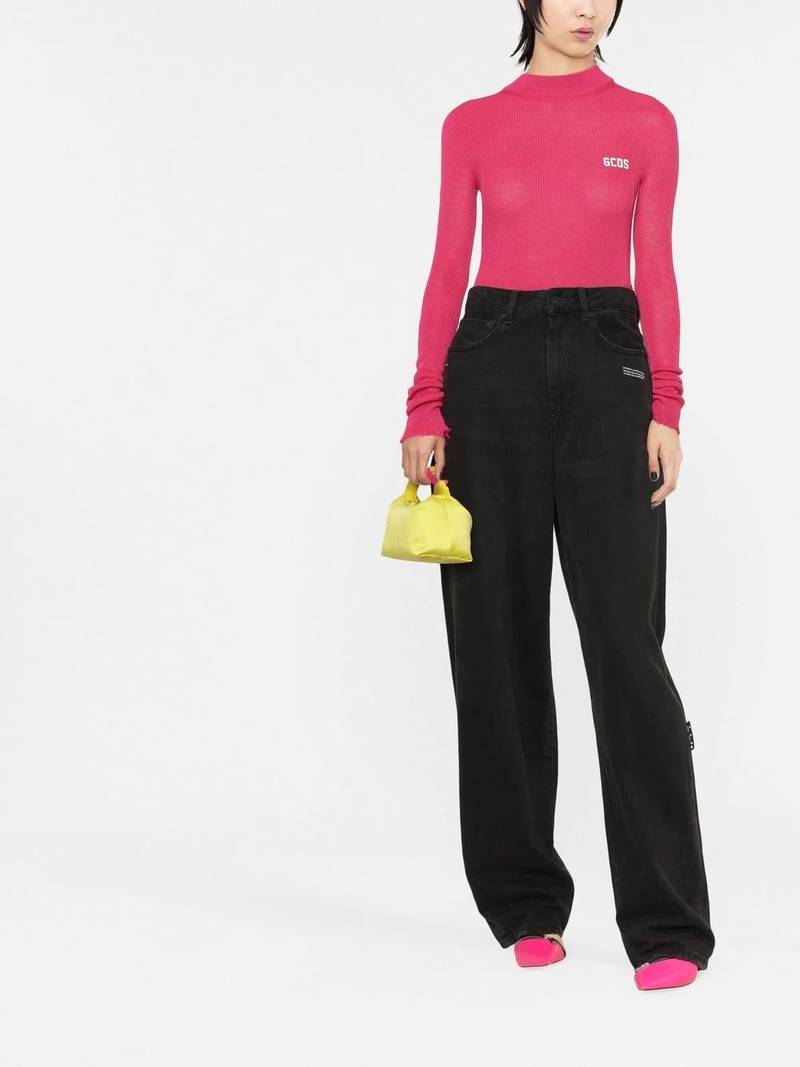 GCDS logo-print ribbed-knit jumper outlook