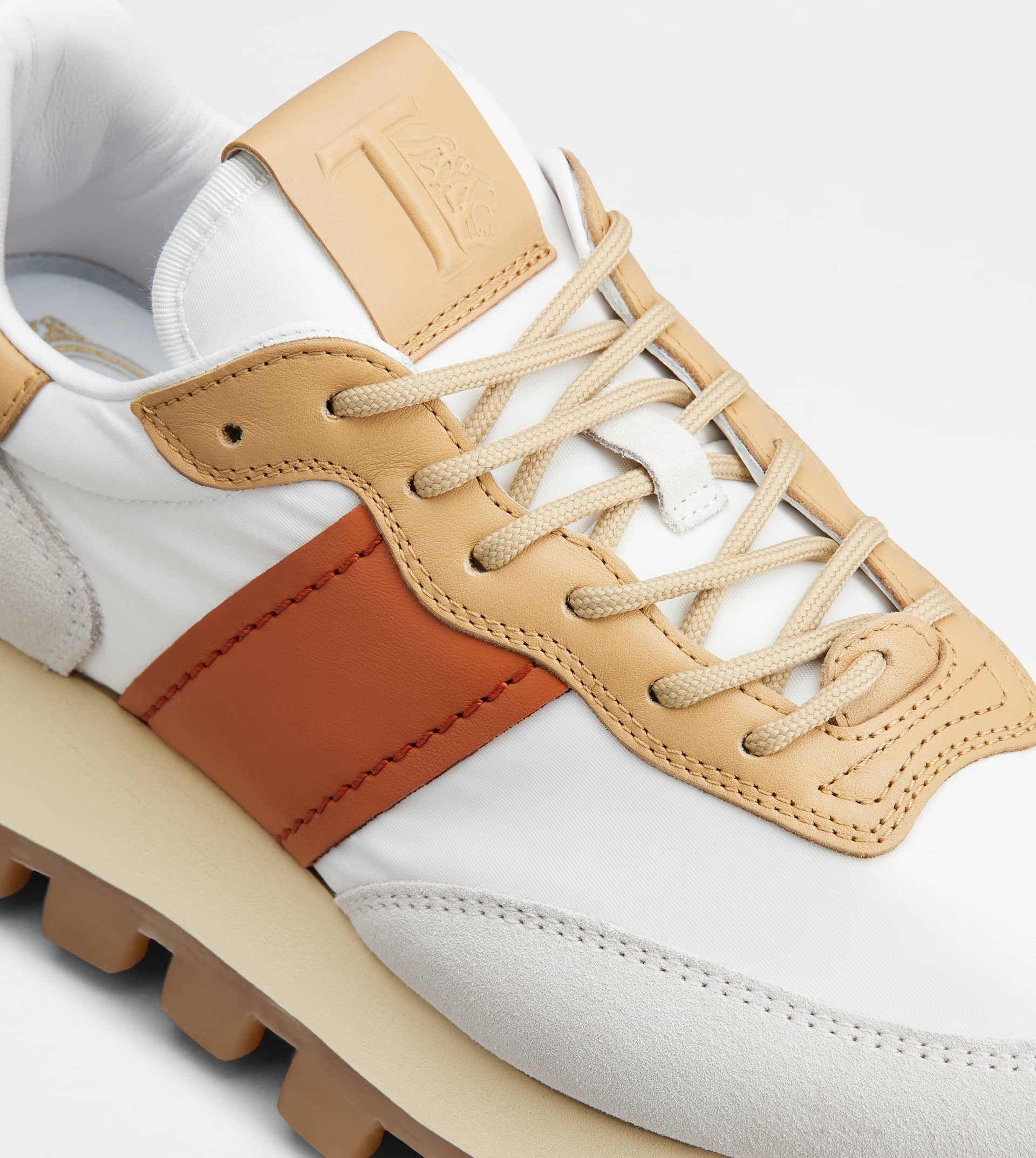 SNEAKERS TOD'S 1T IN SUEDE AND FABRIC - WHITE, BEIGE, ORANGE - 6