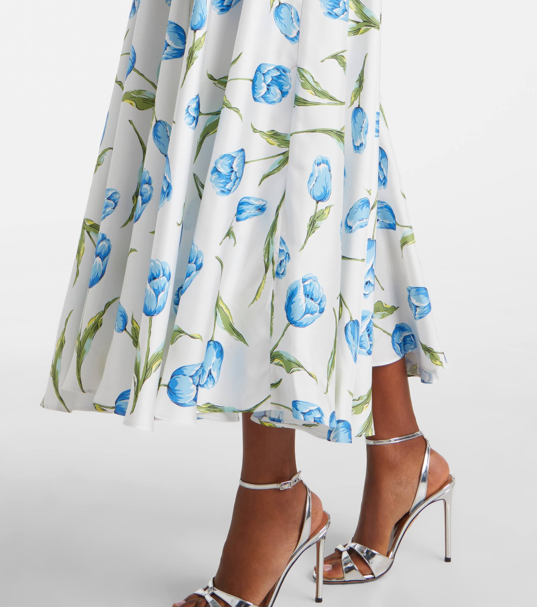 Belted floral silk twill midi dress - 5