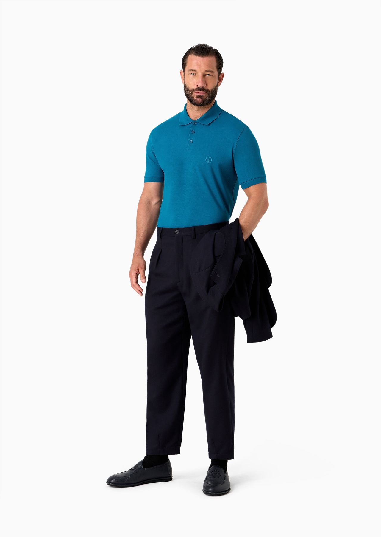 Stretch cotton piqué polo shirt - 7