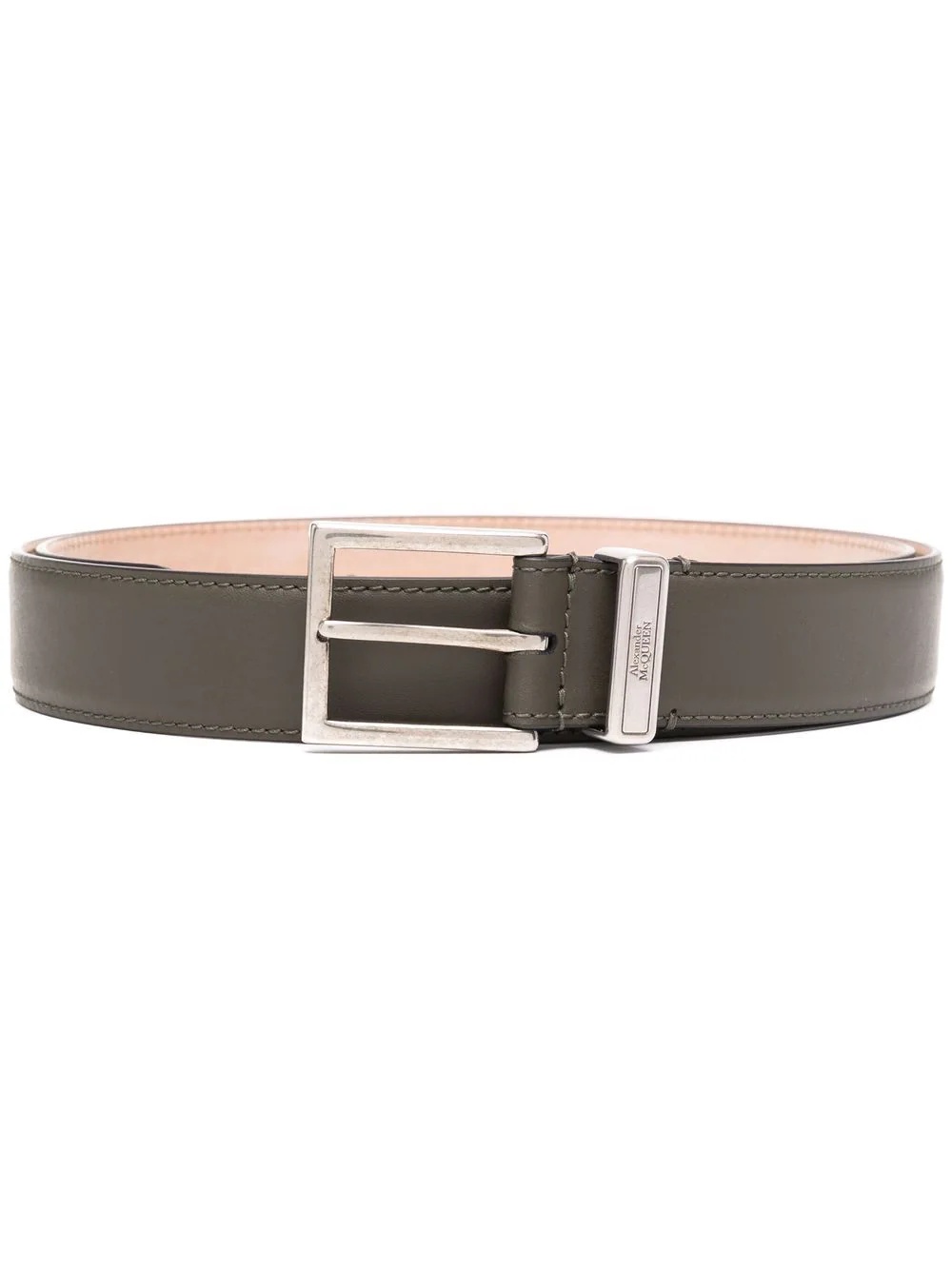 leather square-buckle belt - 1