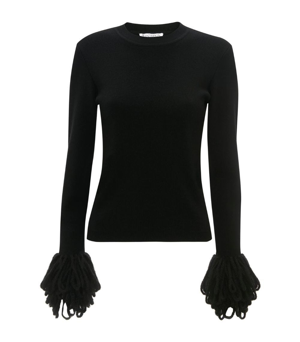 JW Anderson Merino Wool Fringe-Trim Top | REVERSIBLE