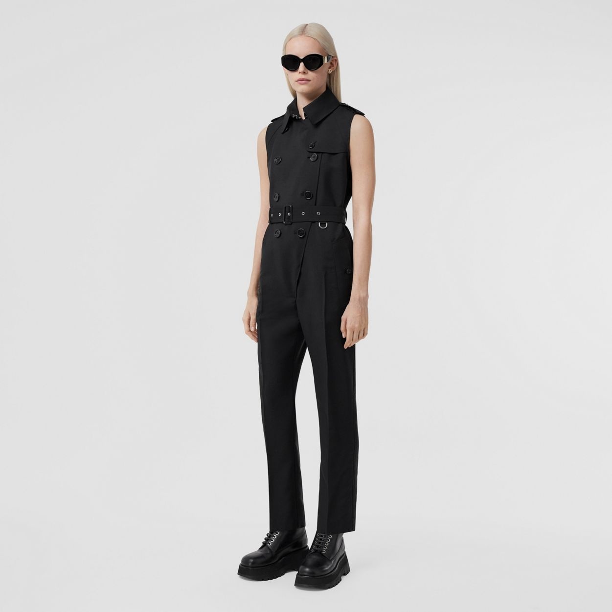 Sleeveless Mohair Wool Trench Jumpsuit - 6