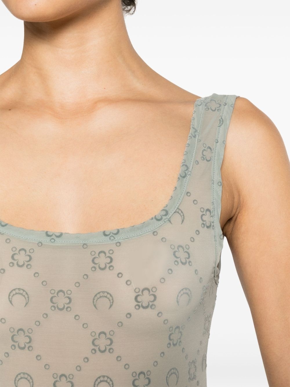 Moonogram flocked tulle bodysuit - 5