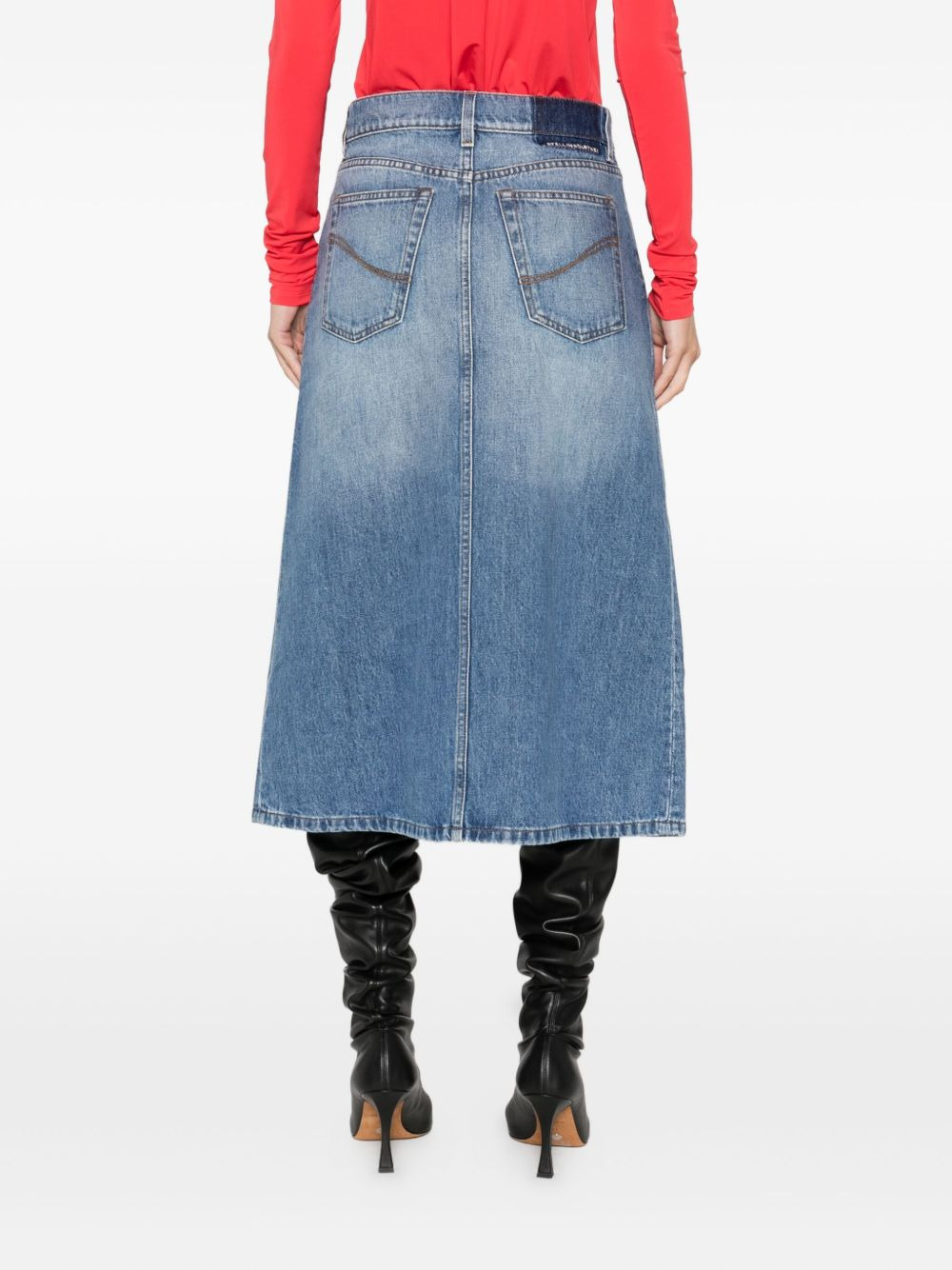 button-front denim skirt - 4