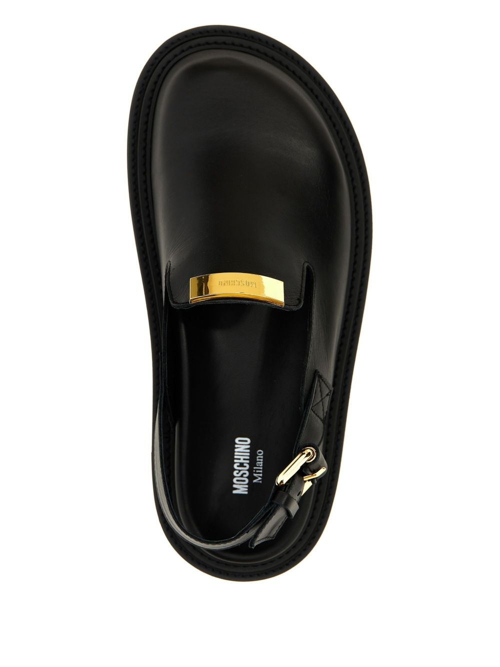 logo-plaque leather sandals - 4