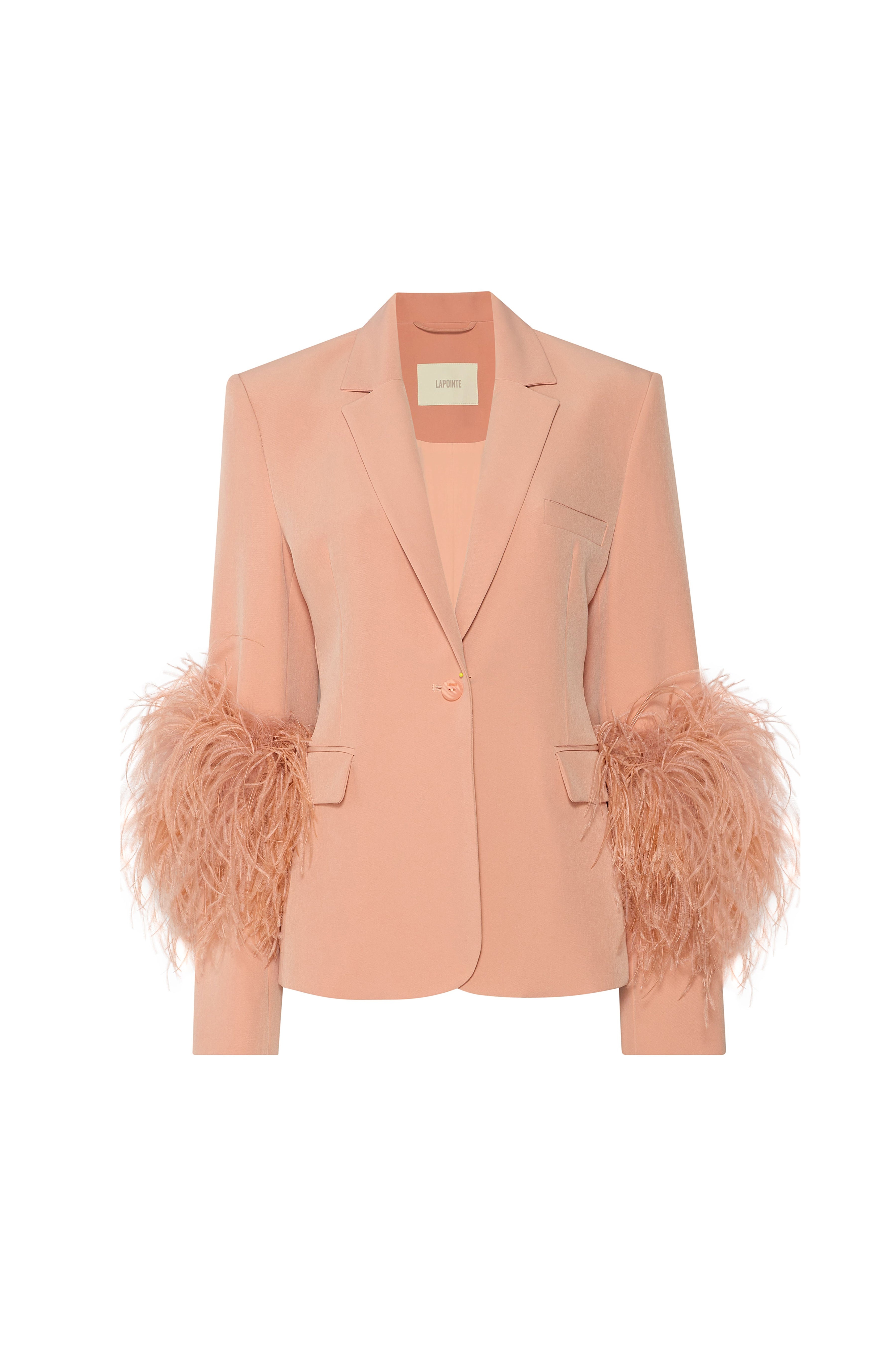 Broad Shoulder Blazer With Feathers - 1