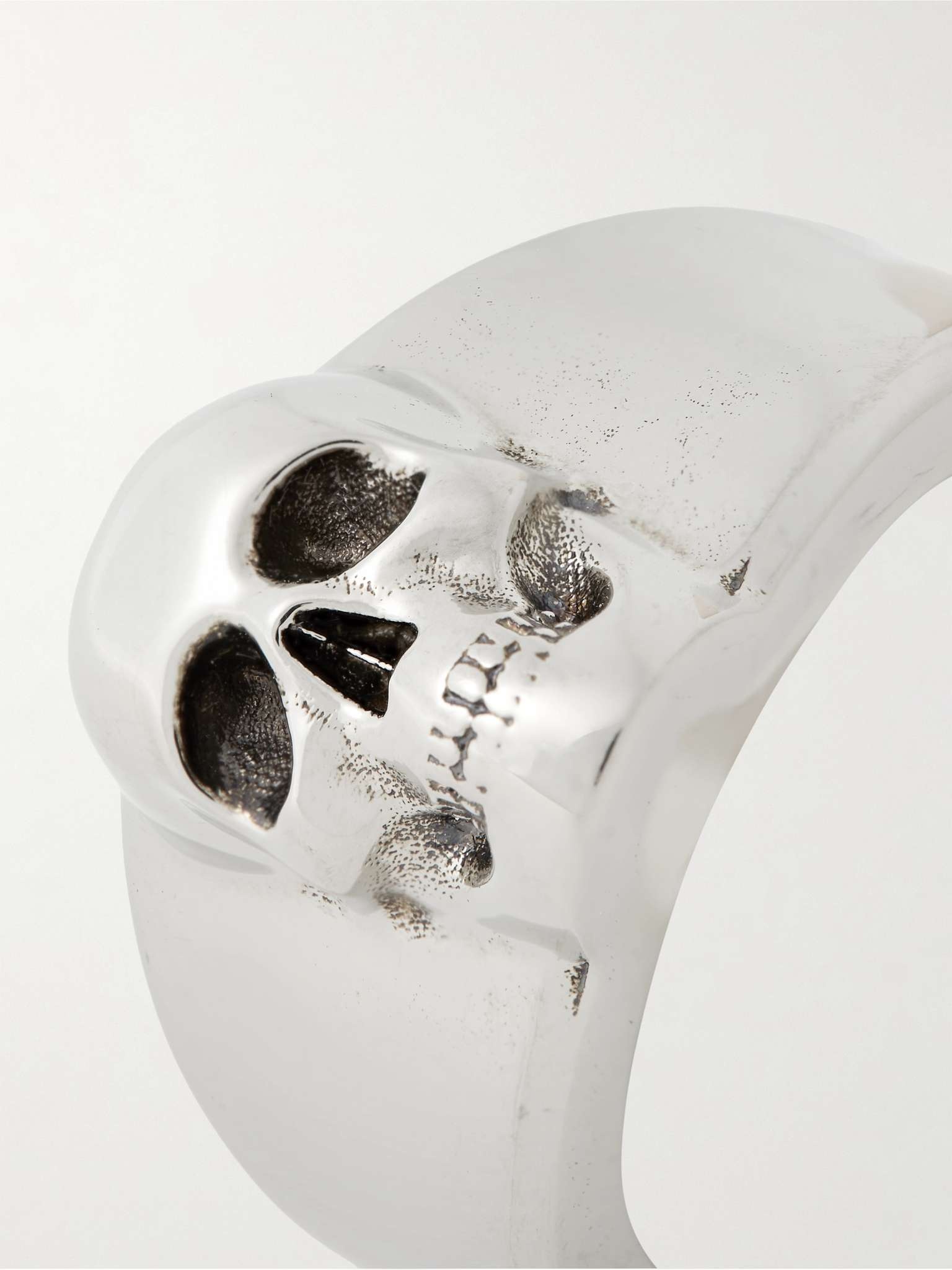 Skull Burnished Silver-Tone Signet Ring - 4