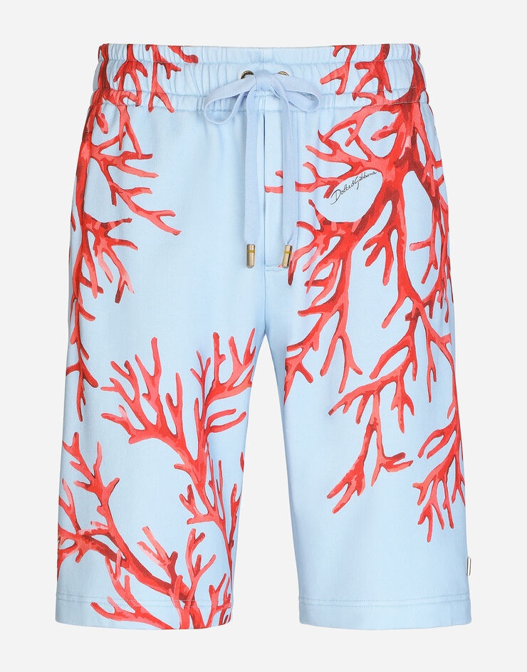 Jersey jogging shorts with coral print - 1