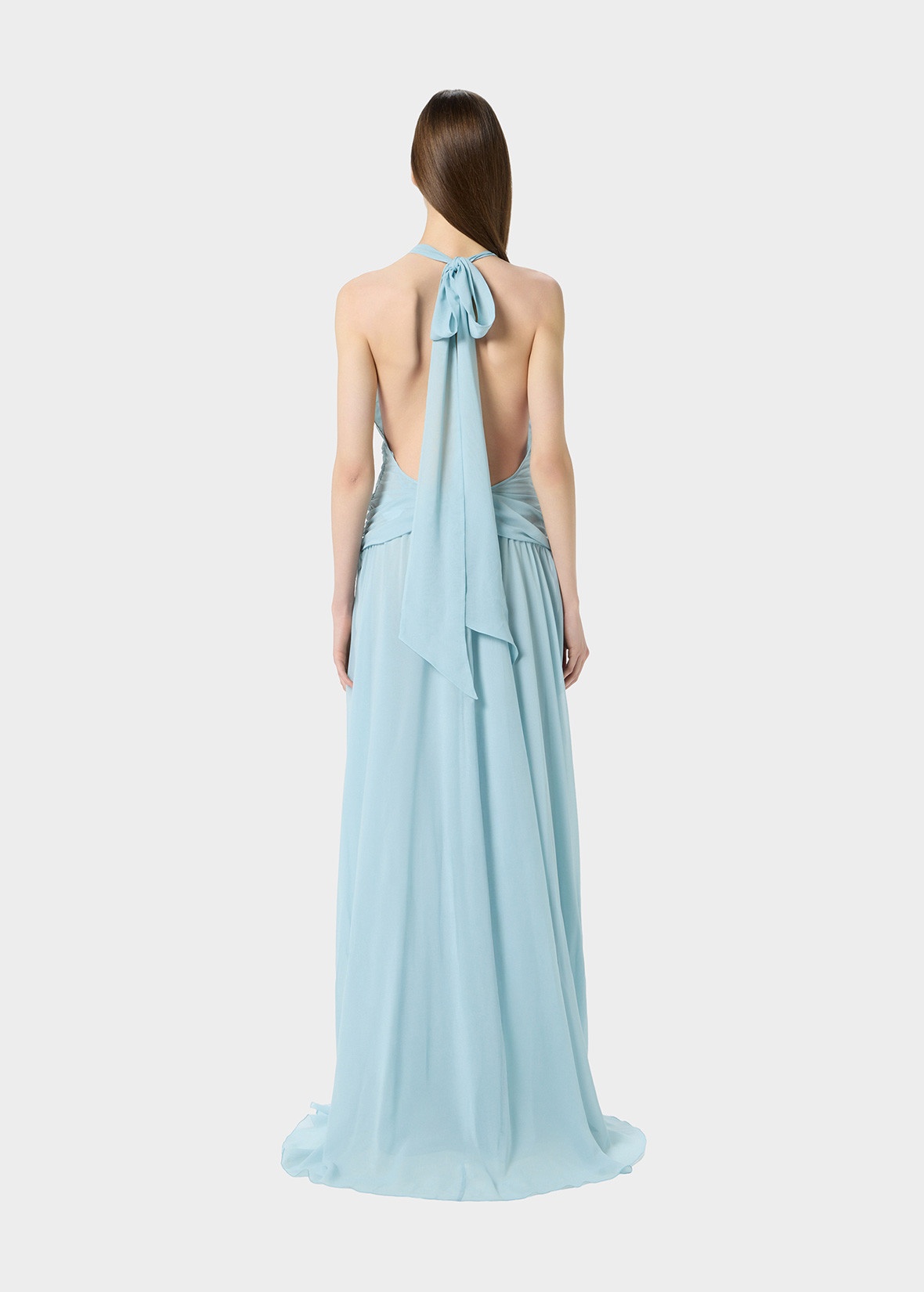 GEORGETTE LONG DRESS WITH DRAPES - 4