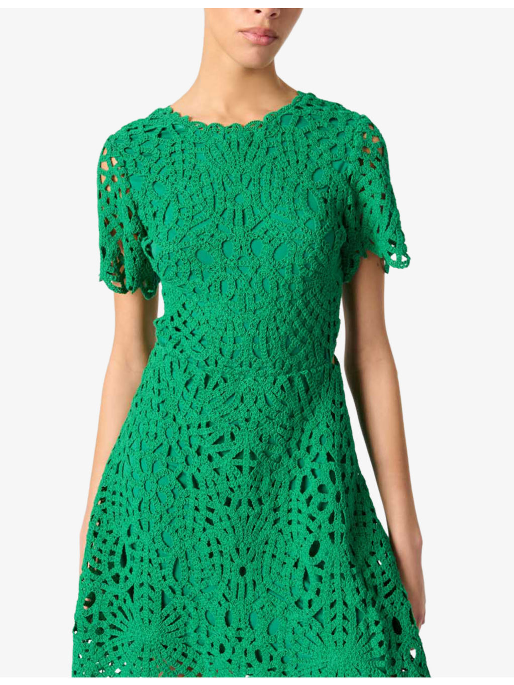 Short-Sleeved Cut-Out Lace Mini Dress - 5
