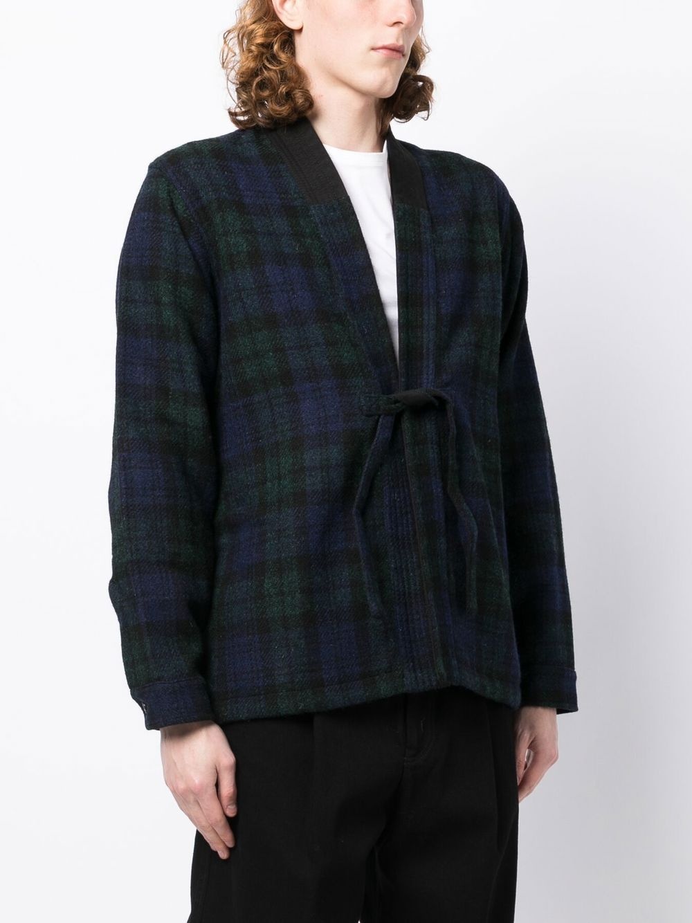 tartan front-tie jacket - 3