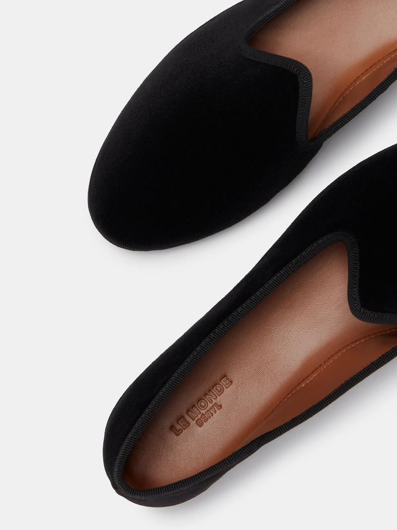 LE MONDE BÉRYL Soft Venetian Slipper / Black Velvet outlook