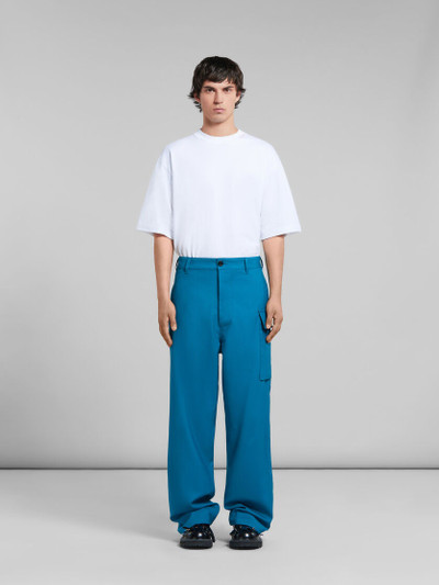 Marni TEAL TROPICAL WOOL TROUSERS WITH UTILITY POCKET outlook