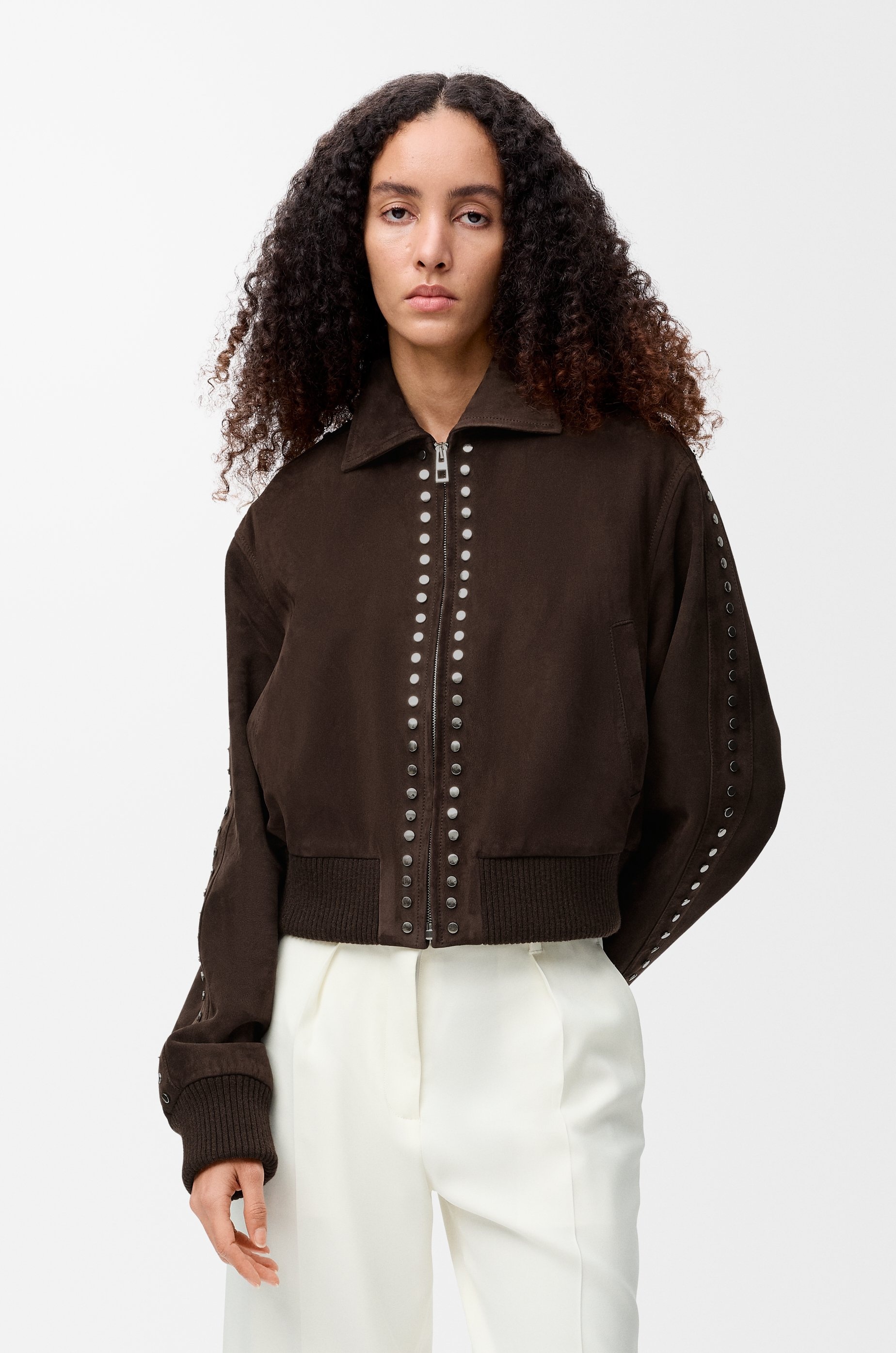 Bomber jacket in suede lambskin - 3