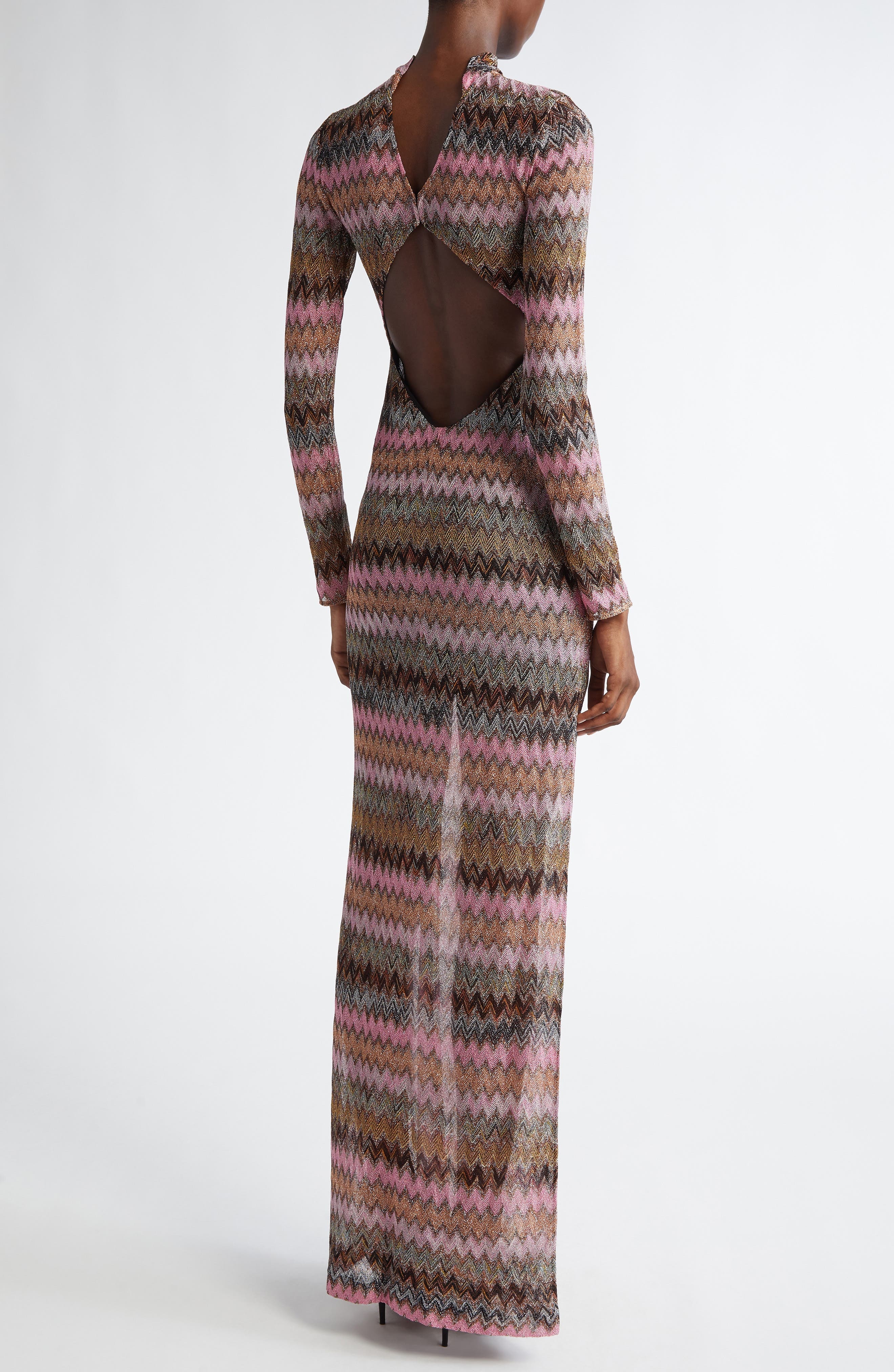 Missoni Chevron Stripe Long Sleeve Knit Dress in Multi Space Drk Base at Nordstrom - 2