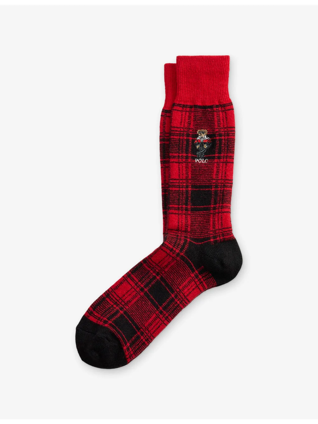 Polo Bear Tartan-Motif Wool-Blend Socks - 1