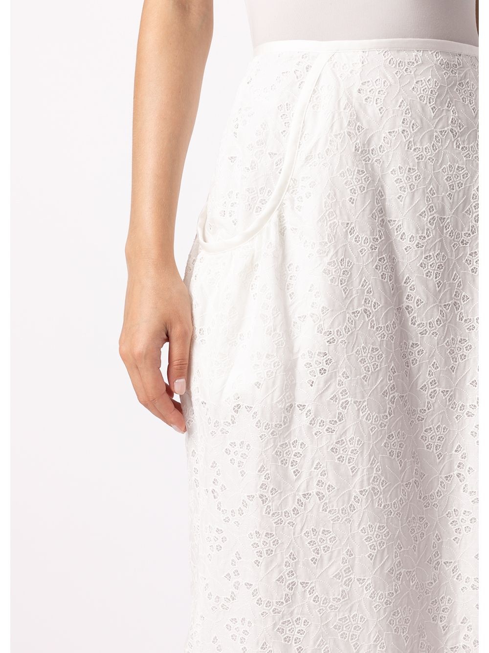embroidered lace cotton skirt - 5