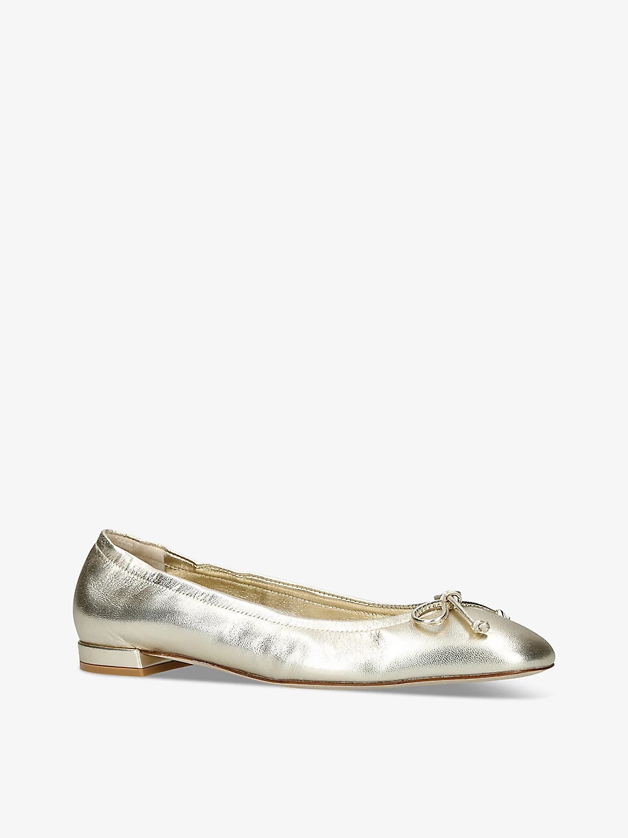 Bria bow-embellished metallic-leather ballet flats - 3