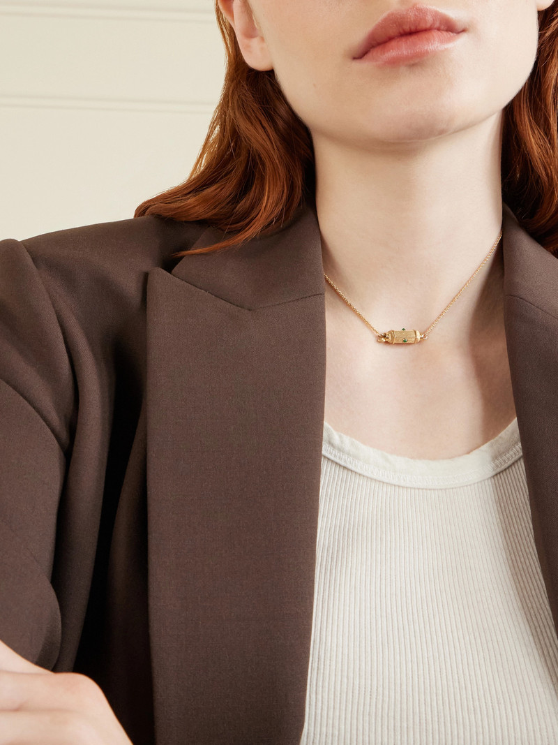 MARIE LICHTENBERG Micro Coco Locket 18-karat Gold Emerald Necklace outlook