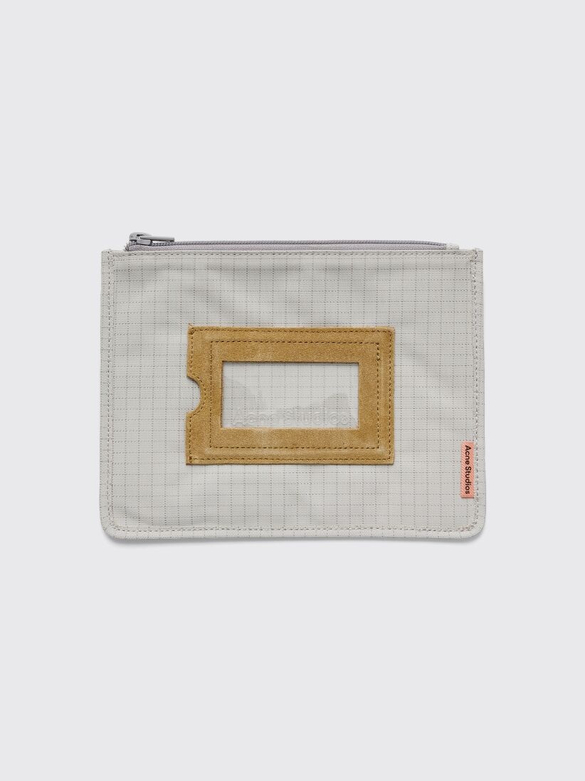 ACNE STUDIOS NYLON RIPSTOP ZIP POUCH COLD BEIGE - 1