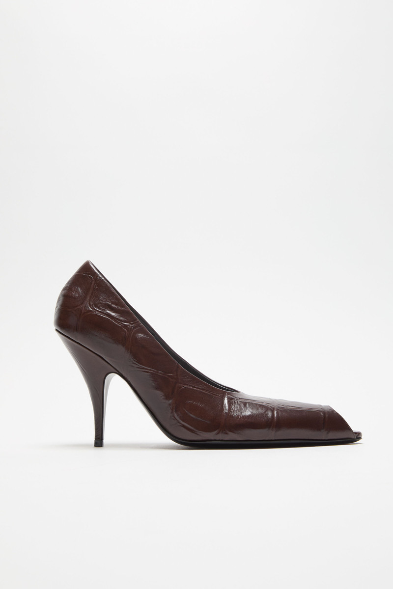 Leather open toe heels - Chocolate brown 1