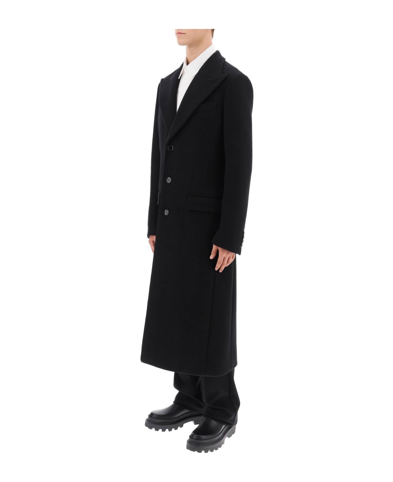 Long Single-breasted Deconstructed Coat - 4