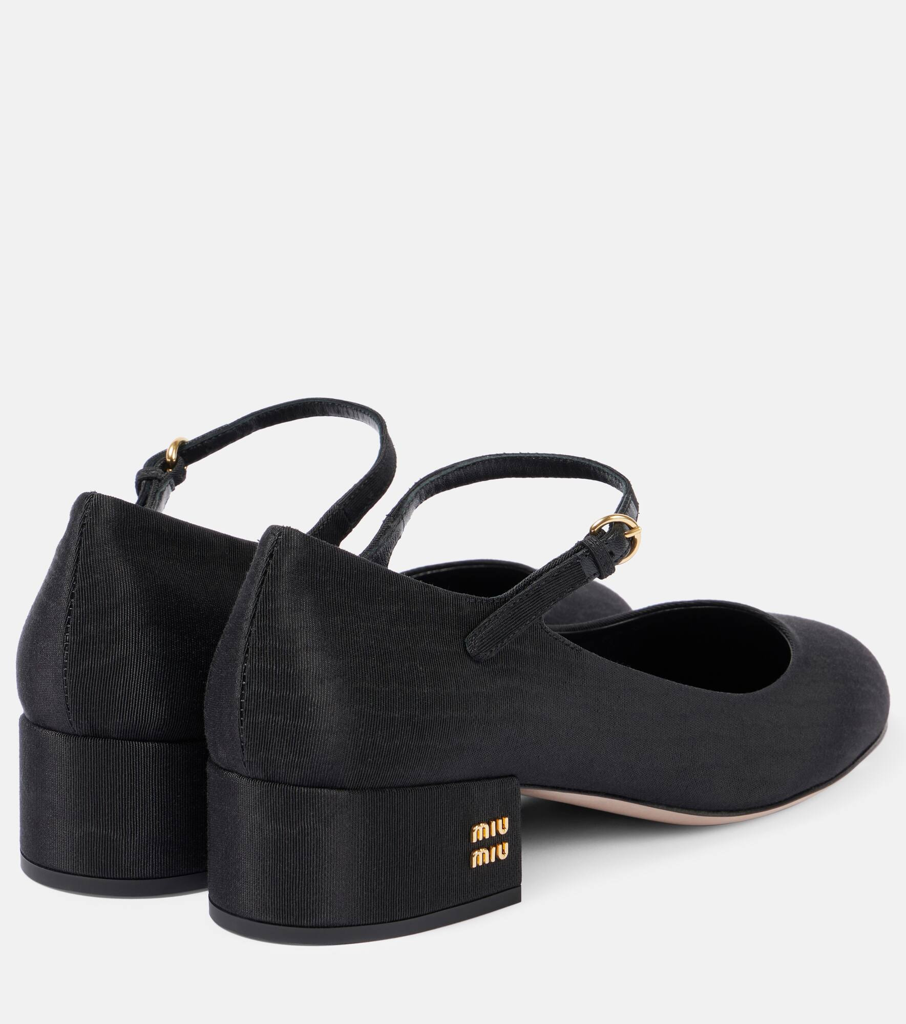 Canvas leather-lined Mary Jane pumps - 3