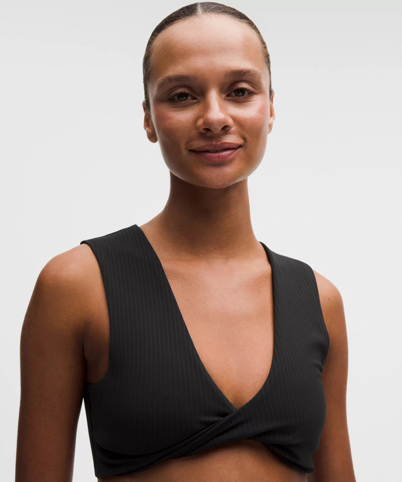 Ribbed Nulu Twist-Front V-Neck Bra *Light Support, B/C Cup 4