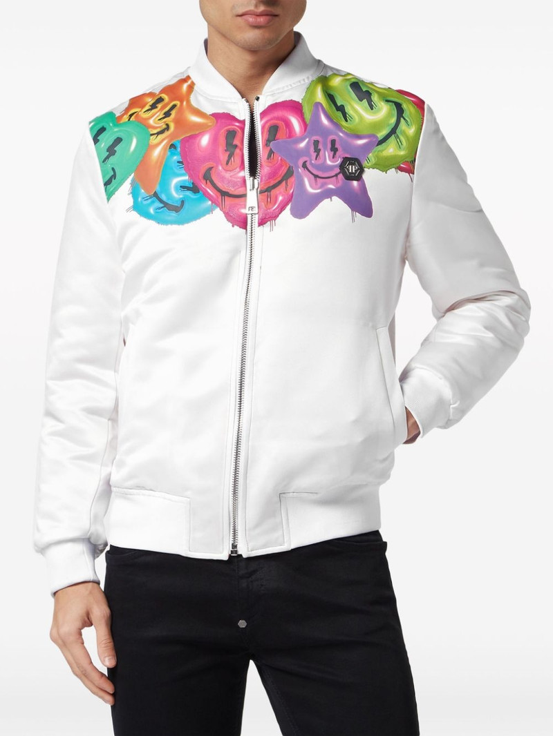 PHILIPP PLEIN Smile satin bomber jacket outlook