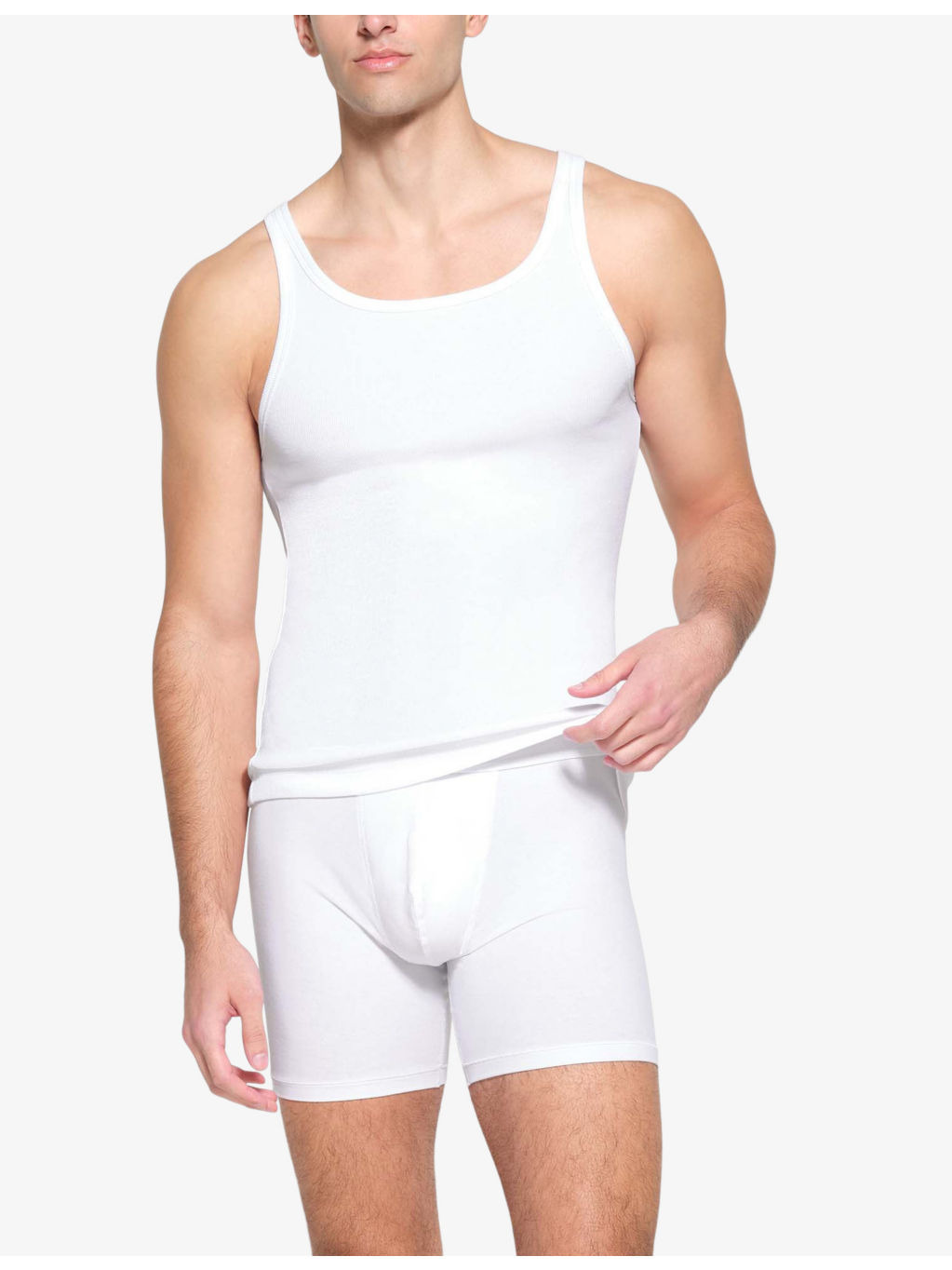 Ribbed slim-fit pack of three stretch-cotton tank tops - 2