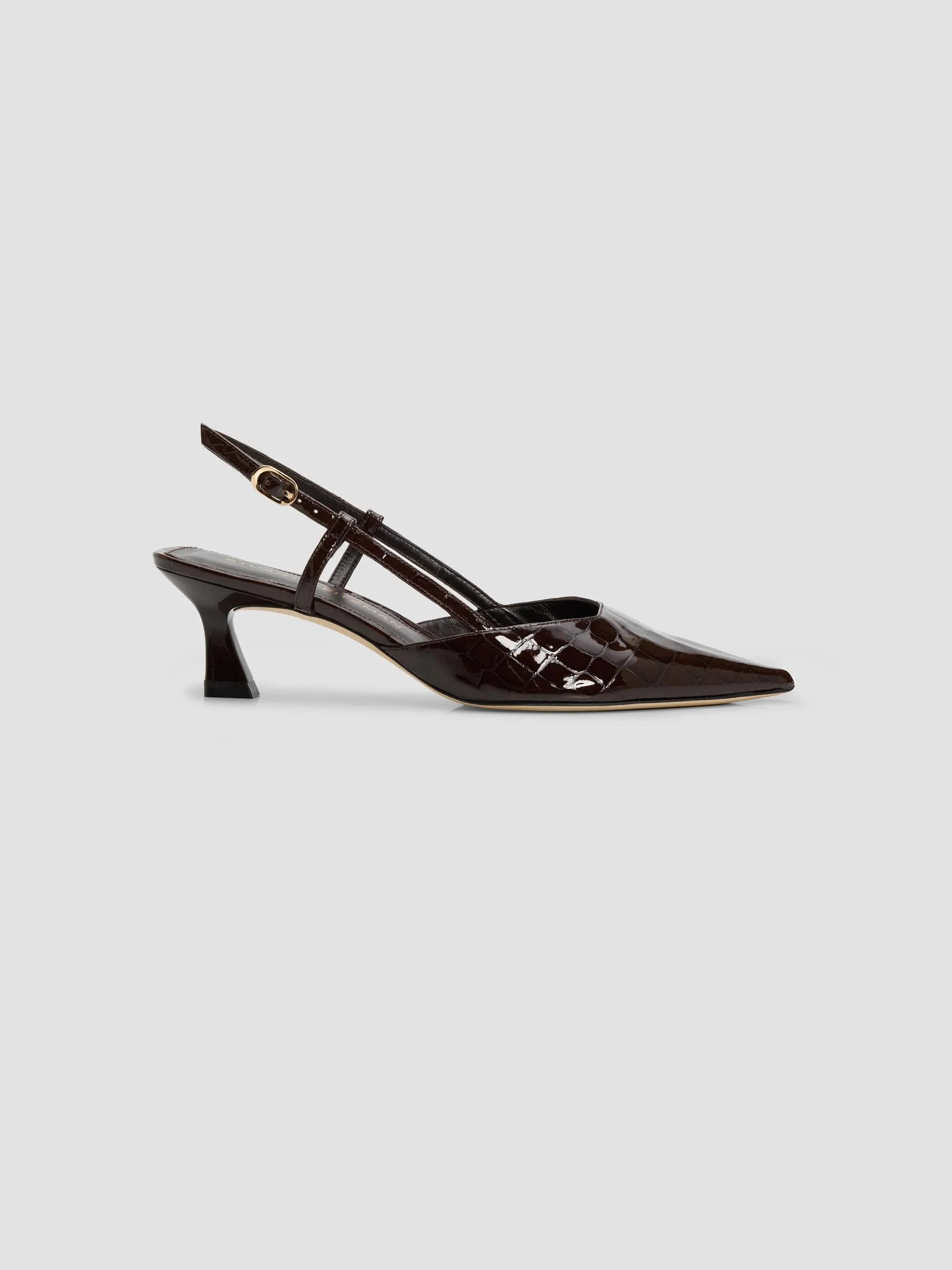 Women's Vinnie 50MM Croc-Embossed Patent Leather Slingback Pumps - Midnight Espresso - 1