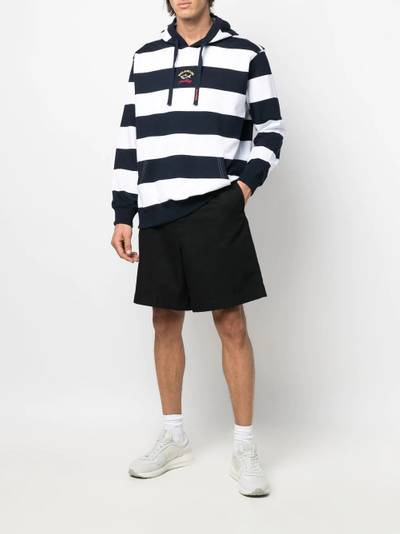 Paul & Shark striped logo-patch hoodie outlook