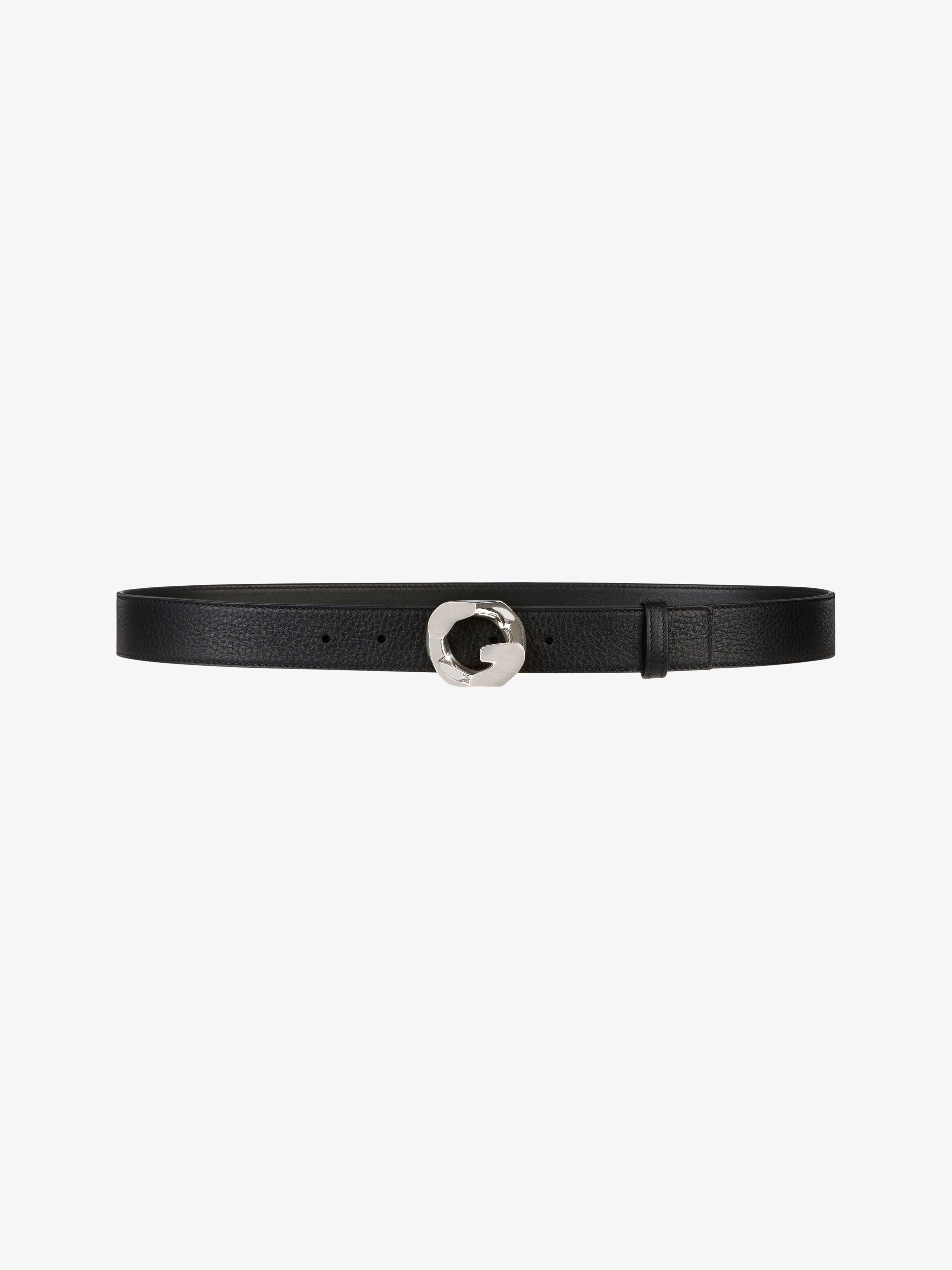 BELT IN GRAINED LEATHER WITH G-CHAIN BUCKLE - 1