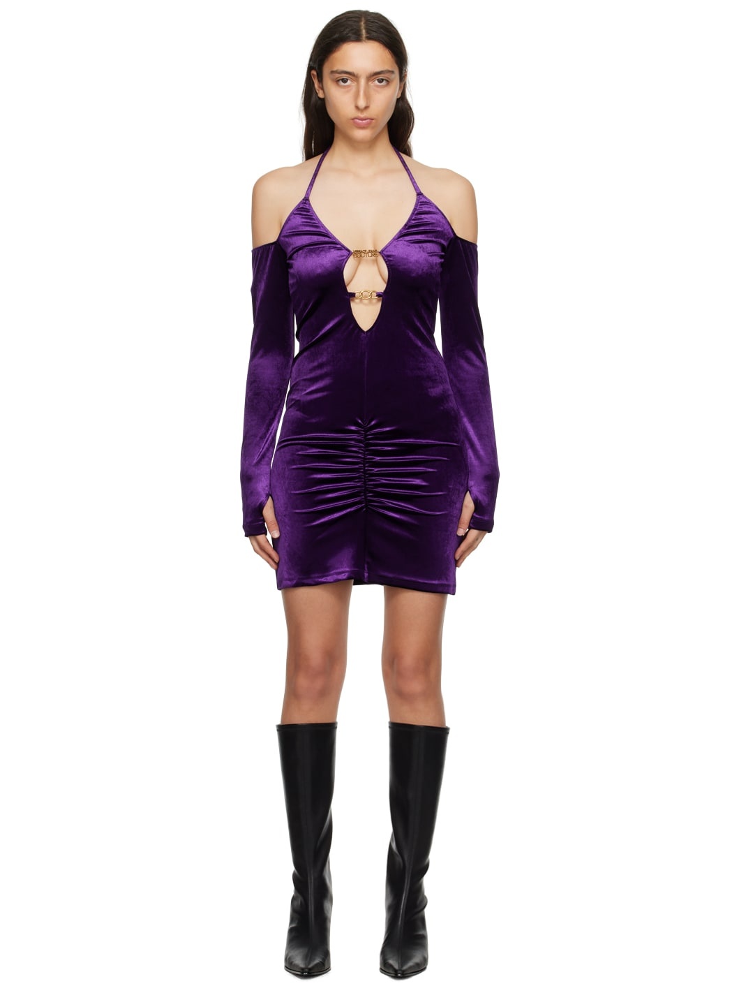 Purple Ruched Minidress - 1