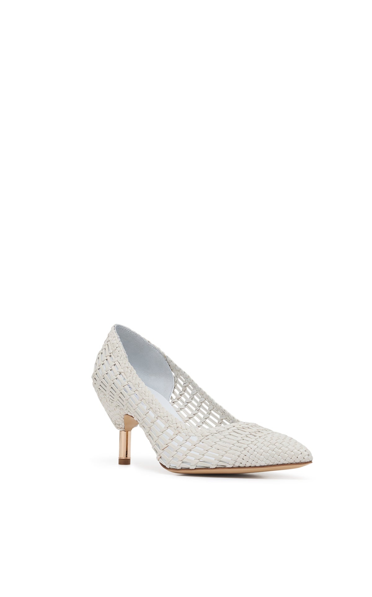 Andrea Braided Pump in Pearlized White Leather - 2