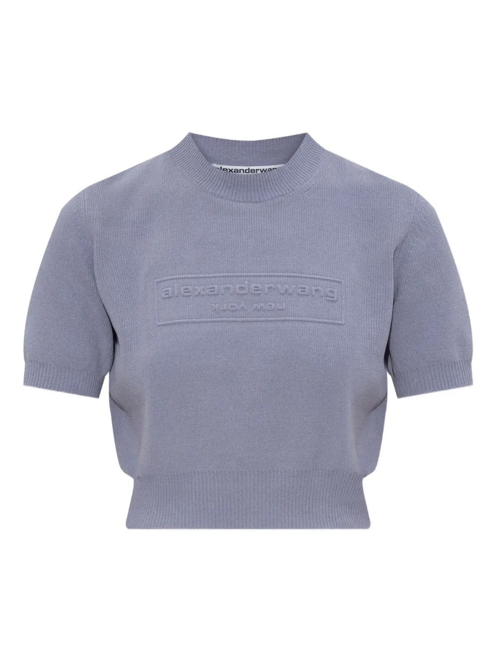 ALEXANDER WANG - Women Embossed Logo Ribbed Short Sleeve Tee - 5
