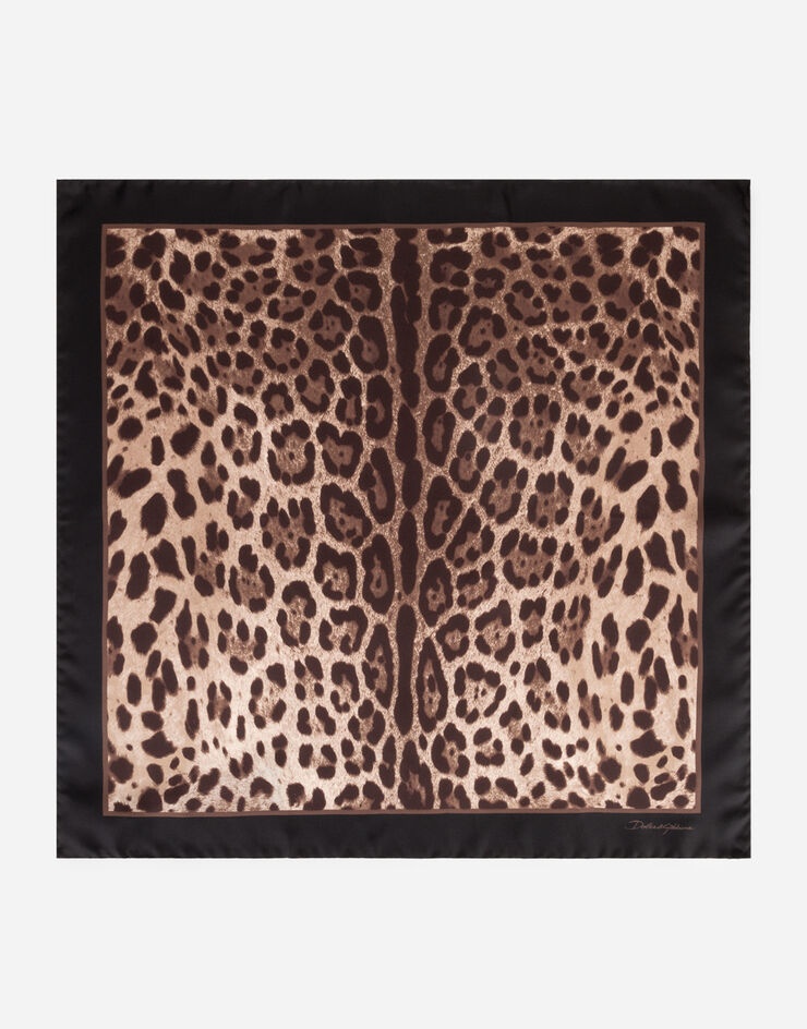 Silk foulard with leopard print - 1